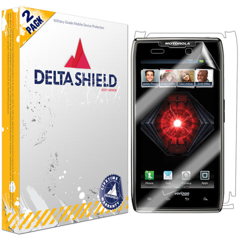DeltaShield BodyArmor Motorola Droid Razr Maxx Ultra Clear Front & Back Cover Protector (2-Pack)