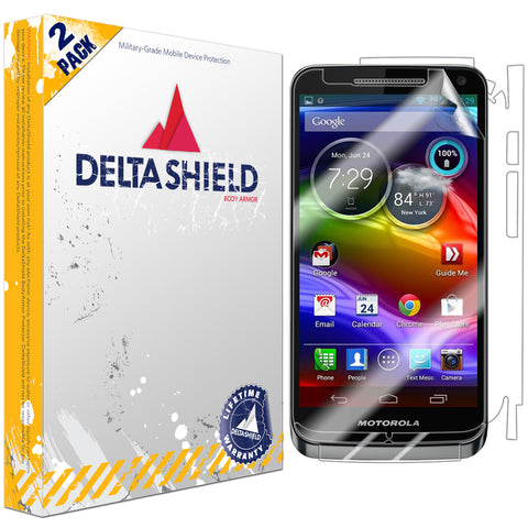 DeltaShield BodyArmor Motorola Electrify M Ultra Clear Front & Back Cover Protector (2-Pack)
