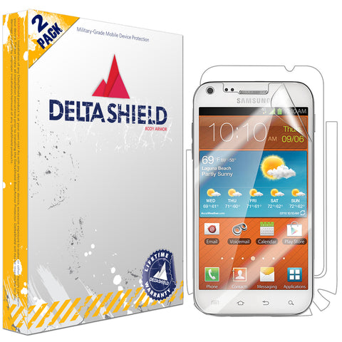 DeltaShield BodyArmor Samsung Galaxy S II 4G Ultra Clear Front & Back Cover Protector (2-Pack)