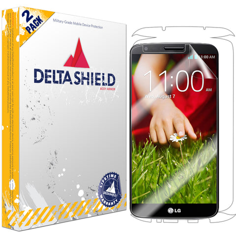 DeltaShield BodyArmor LG G2 Ultra Clear Front & Back Cover Protector (2-Pack)