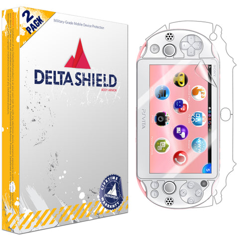 DeltaShield BodyArmor Sony PS Vita PCH-2000 Ultra Clear Front & Back Cover Protector (2-Pack)