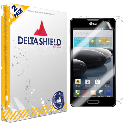 DeltaShield BodyArmor LG Optimus F6 Ultra Clear Front & Back Cover Protector (2-Pack)