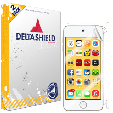 DeltaShield BodyArmor Apple iPod Touch (6th Gen, 2015) Ultra Clear Front & Back Cover Protector (2-Pack)