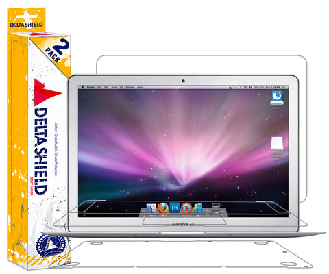 DeltaShield BodyArmor Apple MacBook Air 13.3" (MJVE2LL/A) Ultra Clear Front & Back Cover Protector (2-Pack)