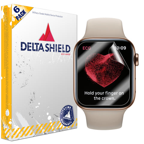 DeltaShield BodyArmor Apple Watch Series 4 (44mm) Ultra Clear Screen Protector (6-Pack)[EZ Installation]