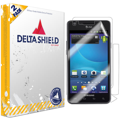 DeltaShield BodyArmor Samsung Galaxy S II Ultra Clear Front & Back Cover Protector (2-Pack)